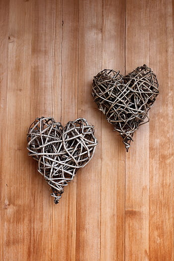 two, gray, heart decors, floor, heart, deco, decoration, love, still life, door, background
