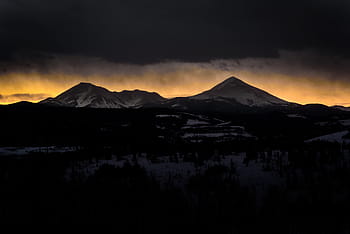 snow, covered, mountain, white, cloudy, sky, highland, dark, clouds, summit, ridge
