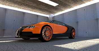 orange, black, bugatti chiron, bugatti, veyron, automobile, auto, bolide, prototype, rendering, texture