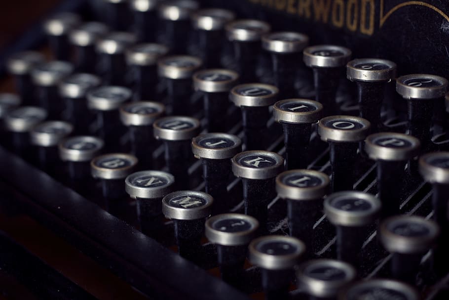 typewriter keys, selective, focus photo, vintage, typewriter, old, vintage typewriter, retro, antique, machine, metal