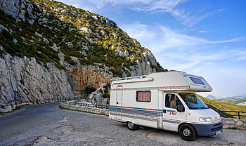 zaparkováno, přívěs, hora, Mobilní dům, Dovolená, kempování, cestovat, dobrodružství, silnice, letní, táborník