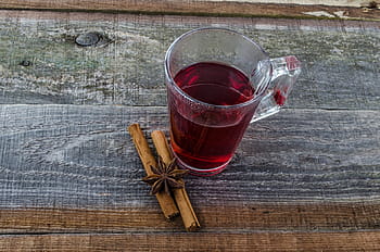 clear, glass mug, red, liquid, tea, cup, teabag, mug, glass, close-up, string