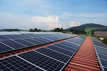 black, solar, panel lot, roof, solar power, solar panels, photovoltaics, panels, sun, sky, technology