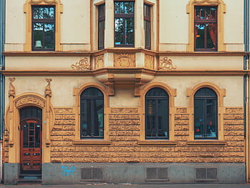 brown concrete building, architecture, building, infrastructure, door, window, facade, old, europe, building Exterior, street