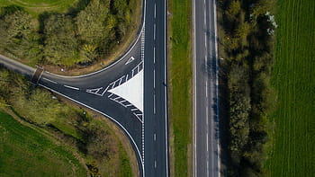 top-view photography, roads, field, aerial, view, green, grass, lawn, tree, plant, nature