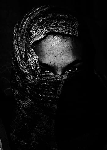 Face, Women, Look, Arabic, Eyes, in black and white, one woman only, only women, dark, adult, one person