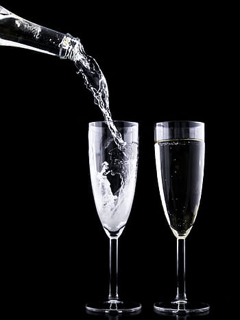 deux, clair, verres à vin, veille, boisson, cristal, de fête, verre, année, pain grillé, Nouveau