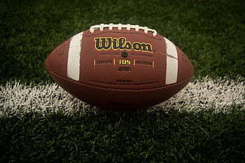 braun, Weiß, Wilson Football, rot, Wilson, Fußball, Gras, Feld, einzelnes Objekt, Kommunikation, keine Leute