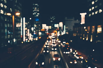 vehicles, road, night, city, view, nighttime, blurry, lights, cars, traffic, roads