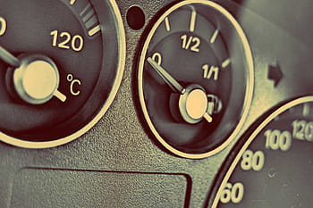 close-up photo, vehicle oil gauge, zero, black, car, gauge, reading, dashboard, gauges, interior, automotive