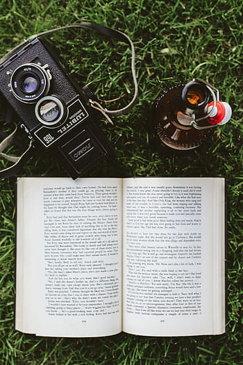 草、 本、 読書、 葉、 文学、 カメラ-写真機器、 昔ながらの、 古い、 音楽、 ハイアングル、 真上