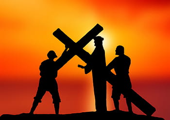 silhouette of religion, easter, crucifixion, religion, jesus christ, calvary, jesus of nazareth, cross, silhouette, shadow play, sunset