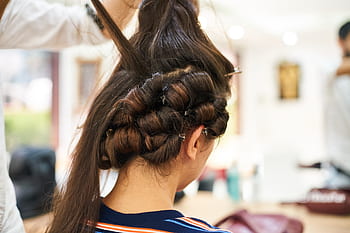 vlasy, kadeřník, údržba, řezání, fond, malovat, žena, móda, krása, portrét, salon