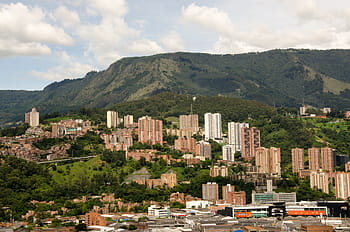 medellin, Kolumbie, město, antioquia, panoráma města, Pohled, panoráma, mraky, hory, kopec, zelená