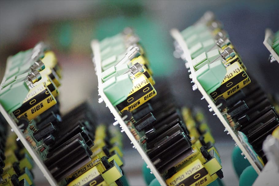 mělký, zaostřovací fotografie, desky plošných spojů, pcb, obvodová deska, technologie, tištěny, inženýrství, průmysl, základní deska, součástka