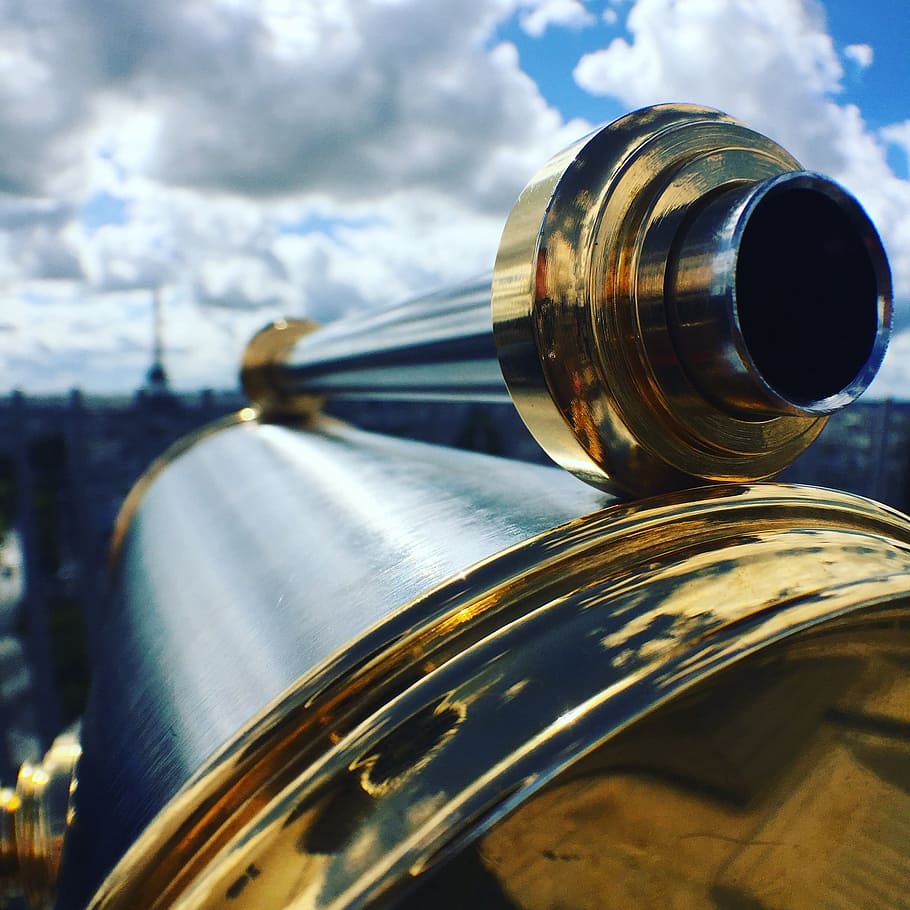 telescope, paris, clouds, outlook, view, ahead, cityscape, tourism, city, travel, tower