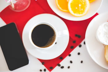 朝食トレイ、 カップ、 コーヒー、 朝食、 トレイ、 コーヒーカップ、 ドリンク、 食品、 新鮮で健康的な、 iphone、 モバイル