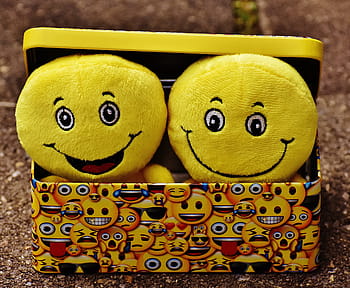 dva, žlutá, emoji tašky, případ, smajlíci, legrační, radost, emotikonu, emoji, smajlík, šťastný
