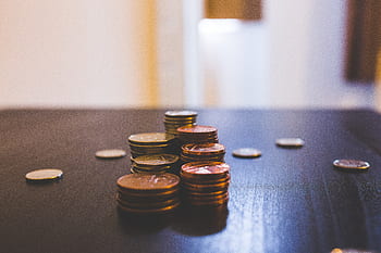 mince, peníze, finance, změna, hotovost, stůl