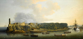 morro castle landscape, 1762, havana, Morro Castle, landscape, Havana, Cuba, Cuba, photos, landscapes, paintings, public domain