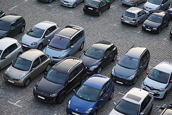 vozidel různých barev, parkoviště, během dne, auta, vozidel, provoz, město, park, auto, přeprava, ulice