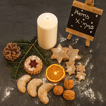piatto, posare, fotografia, al forno, pasticcini, posto, candela a colonna, biscotto, biscotti, piccole torte, infornare