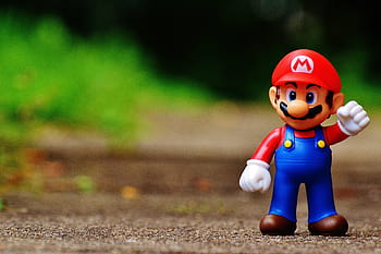 tilt-shift photo, mario figurine, mario, figure, play, nintendo, super, retro, classic, computer game, character