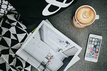 interior, revistas, café, xícara, relaxante, leitura, hora, sofá, tarde, arte do café, descansando
