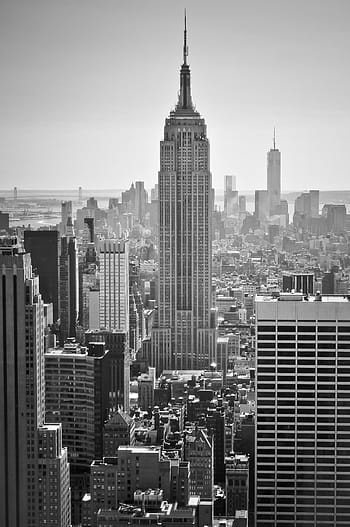 new york, architecture, city, skyscraper, new York City, manhattan - New York City, urban Skyline, cityscape, uSA, black And White, downtown District