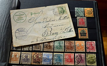 stamp album, postage stamps, postcard, post, philately, collection, album, hobby, old stamps, porto, germany