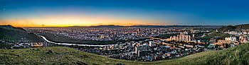 landscape, panorama, at dusk, the capital of mongolia, panoramic view, ulaanbaatar