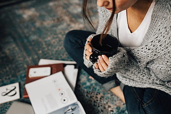 feminino, menina, revistas, relaxar, café, chá, xícara, bebida, leitura, livros, descanso