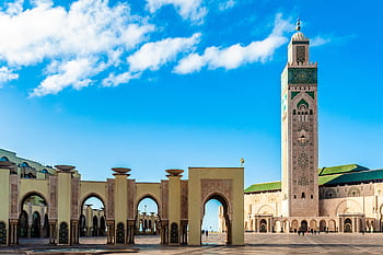 the hassan ii mosque, mosque, casablanca, morocco, africa, minaret, mosquée, l'atlantique, sky, maroc, océan