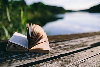 orang-orang, musim panas, Book, notebook dibuka, waktu, membaca buku, danau, dermaga tua, malam, jam sihir, dermaga kayu