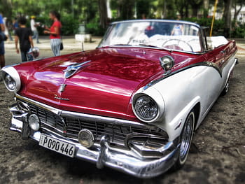 rød cadillac coupe, oldtimer, bil, årgang, klassiker, kjøretøy, auto, gammel, retro, krom, nostalgi