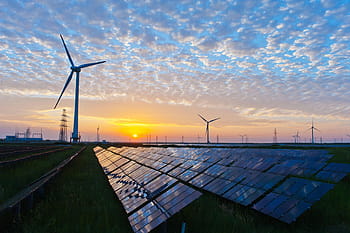 větrné mlýny, sluneční, panelů, elektřina, slunce, vítr, síly přírody, zdroje, solární energie, turbína, paliva a energie