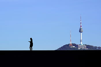 korea, namsan, seoul, republic of korea, namsan hanok village, sky, namsan tower, tower, tourism, silhouette