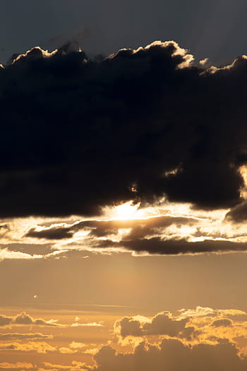 sol, skyer, gylden, himmel, solopgang, solnedgang, orange, lys, horisont, bjerge, himmelske