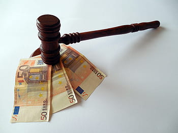 kalapács, pénz, euro, valuta, dollárost, számlák, papír pénz, pénzügy, törvény, bíróság, jobb