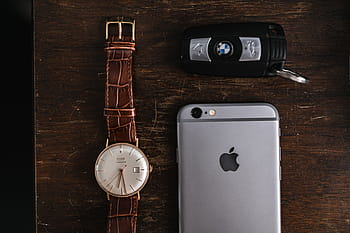 時計、 ブラウン、 レザーウォレット、 Apple iPhone 6、 ヴィンテージ、 レザー、 ウォレット、 テクノロジー、 iphone、 iphone 6、 必需品