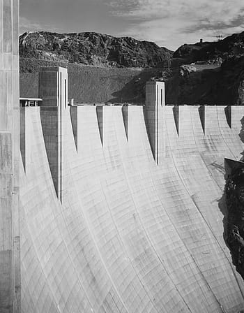 hoover dam, black and white, 1930s, landmark, famous, nevada, arizona, mountains, energy, structure, architecture
