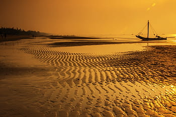 boat, sea, seashore, golden, hour, vietnam, beach, dawn, som son beach, thanh hoa, sunrise