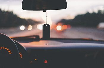 black car dashboard, car, vehicle, transportation, road, travel, adventure, bokeh, lights, mirror, land Vehicle