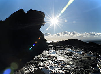 dawn, beach, guilche, nerja, malaga, costa del sol, spain, sea, sky, landscape, sun