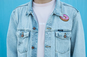 osoba, nošení, modrý, zvláštní, budoucí džínové bundy, denim, Bunda, oblečení, móda, muži, džíny