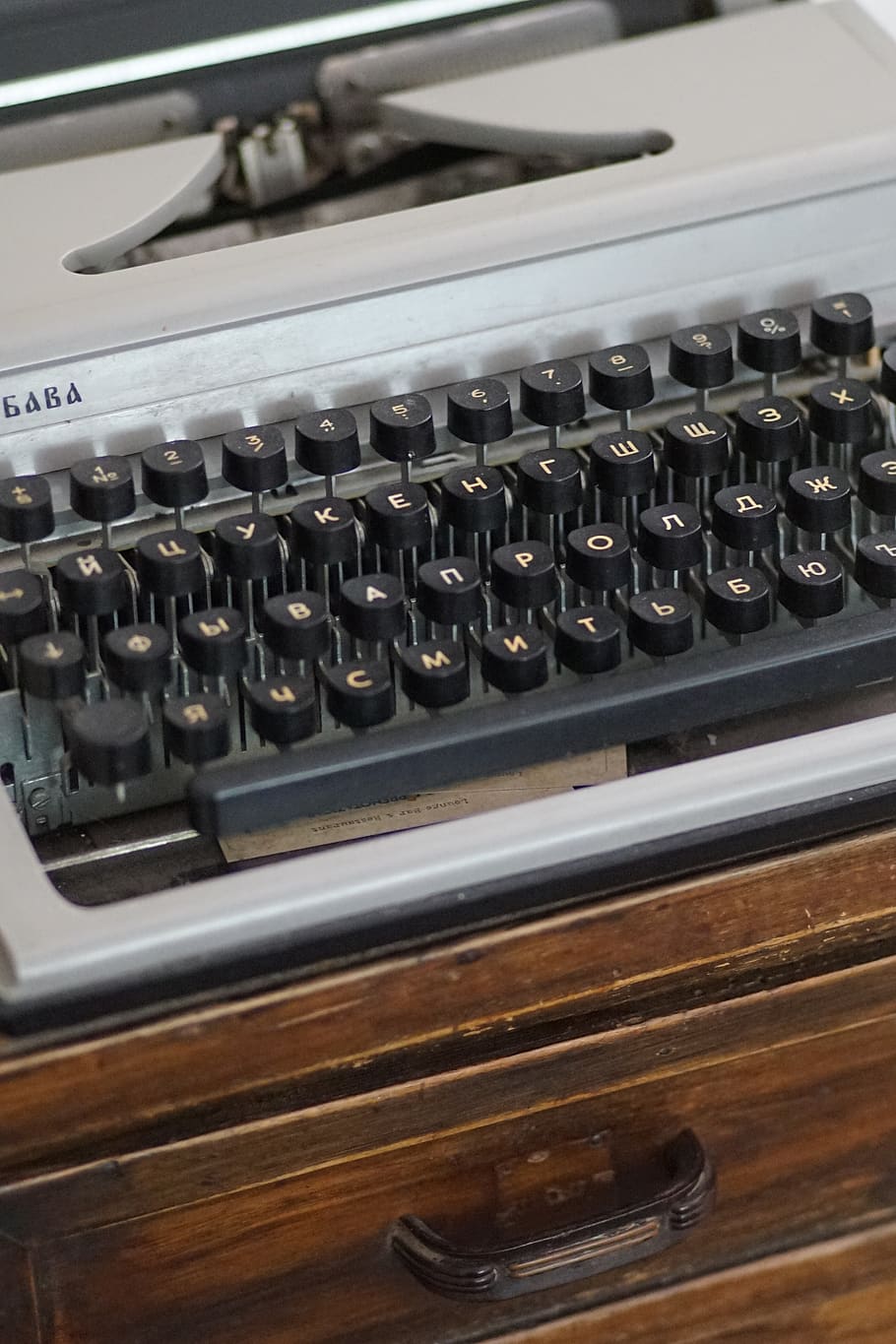 vintage, typewriter, journalist, keys, letters, machine, to write, desk, ink, russian, writer