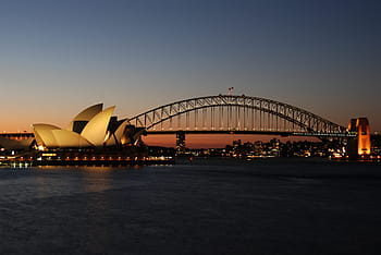 sydney opera house, australia, sunset, sydney, opera, harbour bridge, dusk, abendstimmung, mood, romance, romantic