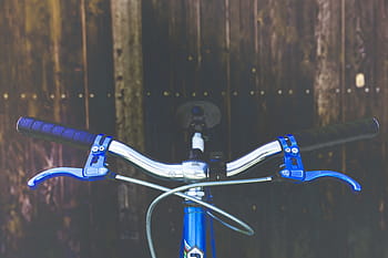 zaostřovací fotografie, jízdní kolo, kolo, jízda, venkovní, přeprava, řídítka, modrý, dopravy, zaměřit se na popředí, cyklistika