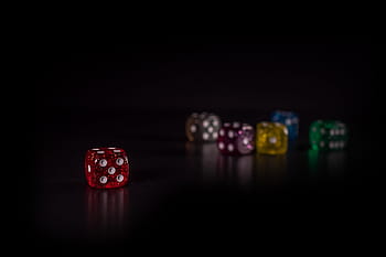 red, die, separated, multi-color dice, bokeh photography, cube, gambling, play, light, glass cube, win