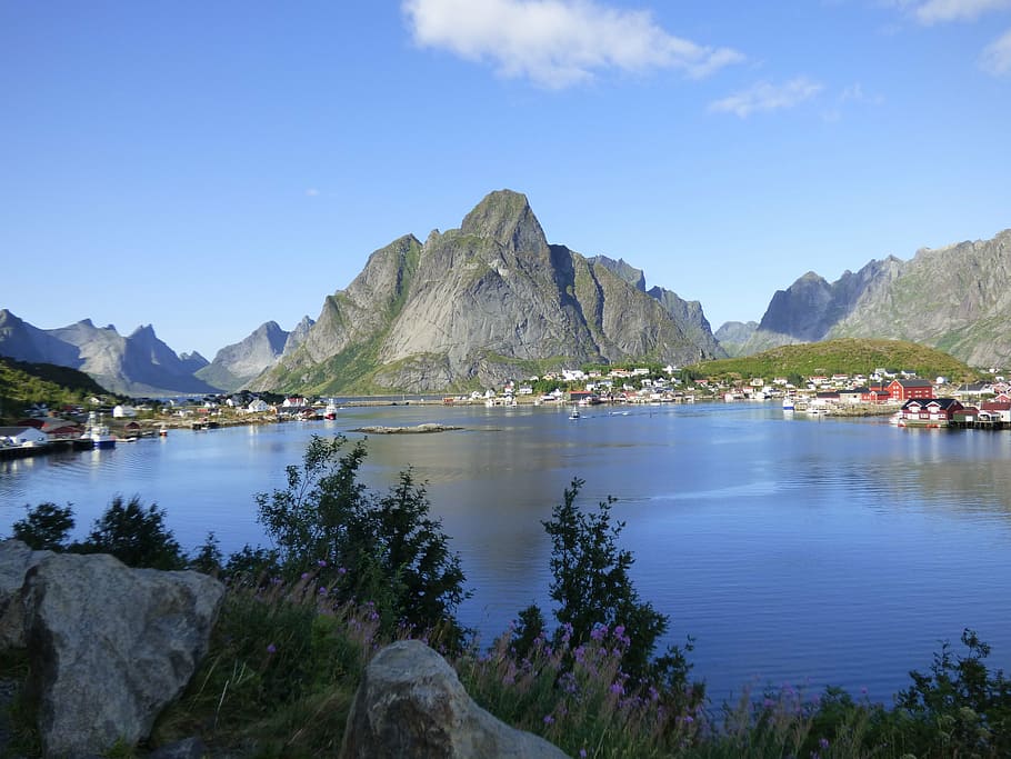 mountain, landscape, reine, lofoten, norway